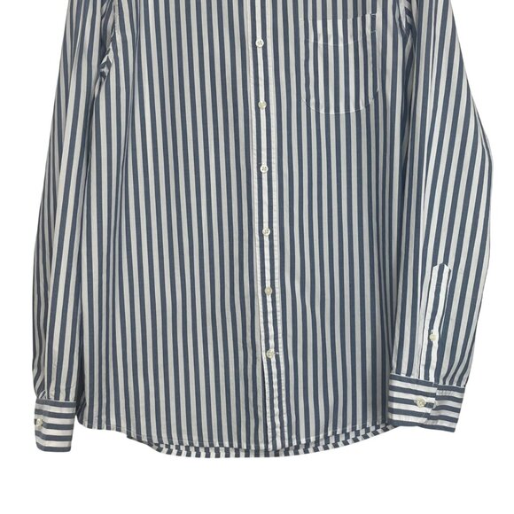 Lands End Button Down Shirt Mens XL Blue White Striped Traditional Fit - Picture 4 of 9